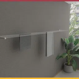 Amiraj Powder Coated Metal Cloth Drying Stand Foldable for Wall Mounted/Cloth Drying Rack/Clothes Hanger for Home Or Balcony with 40 Feet Rope and Fasteners Set image 2