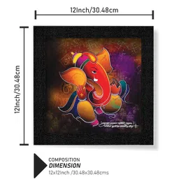 SAF paintings 'Ganesha' Painting (Wood, 12 inch x 12 inch, Special Effect Textured, SAO97) image 3