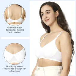 mee mee Women's Cotton Soft 4 Ways Lycra Maternity Bra | Adjustable Straps, Non-Padded, Non-Wired Bra | Sweat Resistant, Raises Protect Convenient Feeding | Full Cup Feeding Double Layered Nursing Bra image 3