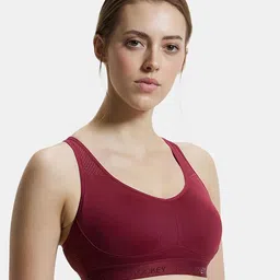 jockey AP21 Women's Wirefree Padded Tactel Nylon Elastane Stretch Full Coverage Optional Cross Back Styling Sports Bra with Stay Dry Treatment image 2