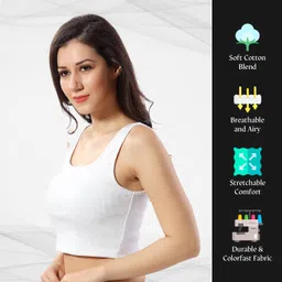 trasa Women’s Sleeveless Rib Knitted Cotton Racer Back Tank Tops Square Neck Crop Tops - Available Sizes -XS, S, M,L,XL,2XL image 4