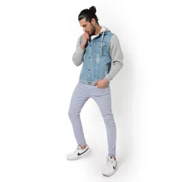 campus sutra Men’s Cotton Denim Jacket Regular Fit For Casual Wear | Full Sleeve | Button Closure | Latest Stylish Wear Denim Jacket Crafted With Comfort Fit For Everyday Wear image 5
