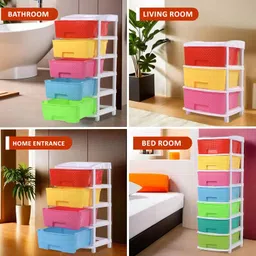 Kuber Industries 5-Layer & 92 Ltr Plastic Drawer Storage Organiser | Modular Kitchen Cabinet & Toy Organizer For Kids Room | Multicolor image 5