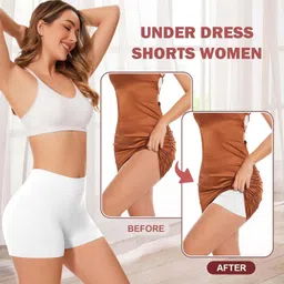 HSR Women's Cotton Ice silk safety pants Mid Waist seamless anti-slip non-curling Shorties/Underskirt Shorts (One size Fit to 30-38 inch) image 2