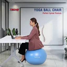 techo-fit TechoFit 65cm Sitting Yoga Ball Chair for Office, Yoga, Workout, Pregnancy, Maternity Labour, Anti-Burst Swiss Balance Ball (Blue, 65 CM) image 4