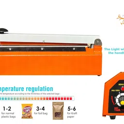 royal plastic bag sealer Royal Sealing Machine 12'' Inch (300m) Packing Machine Plastic Bag Sealing Machine Heat Sealer Machine for Plastic Pouch | With Beep Function (Orange) For Non-Woven Bag image 5