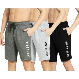 kart black Men's Regular Fit Shorts with Pocket/Casual Knit Shorts/Combo Pack of 3/Summer Shorts image 1
