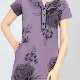 zeyo Women's Cotton Floral Printed Maxi Long Nighty for Women Stylish 5831 image 2