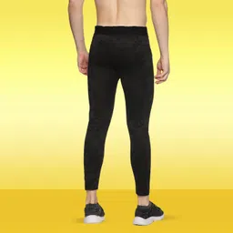 domin8 Slim Fit Tights for Men | Full Length Bottom Leggings for Boys | Best for Gym, Yoga & Training | Black image 5