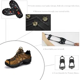 alovexiong L Size 2 Pairs of Anti-Slip Snow Ice Cleats 8 Steel Studs Anti Slip Ice Snow Grips Crampons Outdoor Adventure Walk Hiking Shoes Traction Cleats, Anti-Slip Gear for Wet Mud, Ice and Snowï¼Ë†US Size image 4