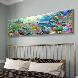 yalkin 5D Diamond Painting Kits for Adults DIY Large Dolphin Full Round Drill (35.4x11.8inch) Cross Stitch Embroidery Pictures Arts Paint by Number Kits Diamond Painting Kits for Home Wall Decor image 3