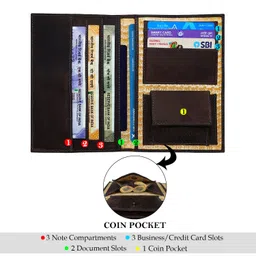 mandava Genuine Leather Passport Holder for Men & Women | Travel Wallet, Document Organizer with Card Slots and Coin Pocket image 3