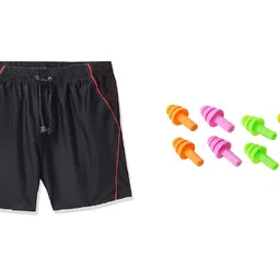 i-swim SWIMMING SHORTS V-216 BLACK RED PIPING SIZE 3XL WITH EAR PLUG AND NOSE PLUG (PACK OF 12) image 1