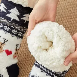 starvis Women/Men Winter fluffy Snowflake Fleece white soft terry fur Lining Knit Cabin Warm Fleece Thick thermal Warm Christmas Slipper Socks image 2