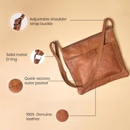 ta-shan Leather Cross Body Bag with Strap for Women Travel and Mens, Genuine Leather Sling Bag For Travel Women Stylish Girl Teens, Unisex Sling Bag For Office, Teenage Girls, College image 5