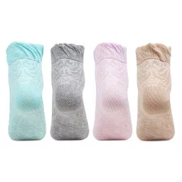 bonjour Women's Cotton Ankle Length Fashion Socks-Pack Of 4, Multicolor image 3