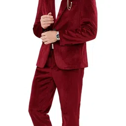 mage male Men's 2 Piece Velvet Suit One Button Tuxedo Slim Fit Luxurious Blazer Party Dinner Jacket & Pants image 5