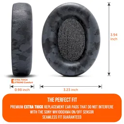 WC Wicked Cushions Replacement Ear Pads for Sony WH1000XM4 Over-Ear Headphones - Soft PU Leather Cushions, Luxurious Noise Isolating Memory Foam, Added Thickness (Black Camo) image 4
