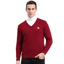 monte carlo Mens Solid V Neck Full Sleeve Pullover (1241214VN) image 1