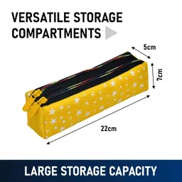 homestic Pencil Pouch | Rexine Stationary Pouch | Pencil Utility Pouch | School Pencil Case for Kids | Pen-Pencil Box for Kids | 2 Zipper Pencil Organizer | Star Pencil Pouch | Pack of 3 | Multi image 3