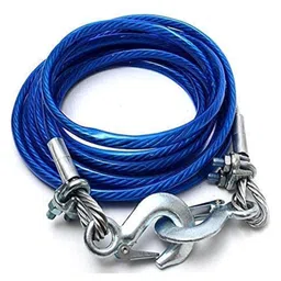 PEFKO PFK069 Universal 4 Meter Stainless Steel Wire Car Towing Cable/Towing Rope for All Cars/Vehicals with Both Side Hooks, Tow Capacity (7000 KG) image 1