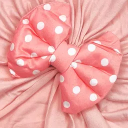 RedChimes Premium Soft Fabric Polka Bow Head Wrap Super Stretchable Headband Hair Accessories For Baby Toddlers Pack of 1 Pc (Light pink) image 2