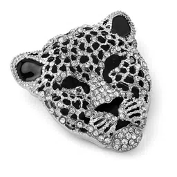 mahi Lion Face-Shaped Crystal Stone Studded Brooch/Lapel Pin for Men (PABP1101080PR) image 1