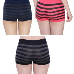 glamoras Women’s Nylon Spandex Seamless No Panty Lines No Show Boushorts Panty - Free Size, Pack of 3 image 3
