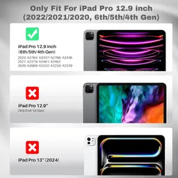 Case-Magic Case Cover for iPad Pro 12.9 inch Cover (2022/2021/2020, 6th/5th/4th Gen) Smart Folio Case with Pencil Holder,Auto Sleep/Wake| Transparent Back (Black) image 2