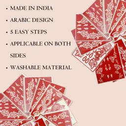 CareOne Gallery Arabic Design Mehandi Art Stickers Set of - 1 Piece For Both Hands With Instant Henna Cone | Henna Temporary Tattoo Stencils for Women, Girls and Kids | CareOne Design 30 image 4