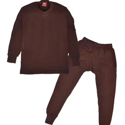 Lux Cott's Wool Boys Round Neck Full Sleeves Thermal Top and Bottom Set | Thermal Set for Kids | Winter Base Layer Top & Bottom for Boys | Boy's Thermal Underwear Set image 1
