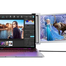 Riitek 14” Full HD IPS 1080P Portable Monitor Screen Extender with USB A, Type-C, HDMI Cable, Carry Bag for 14”-17” Laptop, Mac, Switch, Xbox One, PS5 (Screen Size - 14 Inch, Grey) image 1