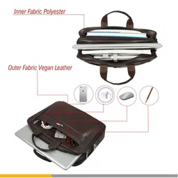 zipline Office Faux Leather laptop bag for Men - Fits 14/15/15.6 inch Laptop/Tablet Messenger Bags For Mens (1-Brown Bag) image 4