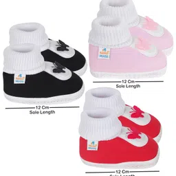 neska moda 6 To 12 Months Baby Boys & Girls Pack of 3 Pair Cotton Butterfly Booties image 3