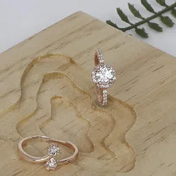 zaveri pearls Set of 2 Rose Gold Contemporary Cubic Zirconia Brass Adjustable Rings For Women-ZPFK11191 image 2