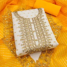 pandadi saree Women's Chanderi Unstitched Dress Material image 2