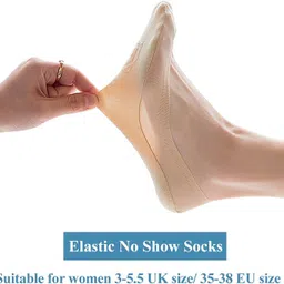 shopping shots 3 Pairs Women REAL AND TRUE Invisible No Show Socks, Ultra Low Cut, silicone grip round the socks to prevent socks from slipping and anti skid at bottom of socks. Pack of 3 pairs image 4