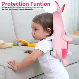 HUG PUPPY Baby Soft Toy Cartoon Animal Cushion Bag Soft Plush Toddler Backpack, Baby Safety Products for Baby Toddler Walker, Baby Back Protection for Crawling & Walking Design Rabbit (Pink) image 4