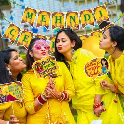 Zyozique 27 Pcs Mehandi Props for Photoshoot,Marriage Props for Wedding,Haldi Props for Bride and Family,Bride to Be Props-Photobooth Card Size - Lenth-6.7 inch and Width-4.5 inch. image 4