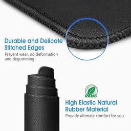 Storite 900x400x2mm Extended Gaming Mouse Pad for Laptop/Computer with Stitched Embroidery Edges and Water Resistance Coating Natural Non Slippery Rubber Base Mousepad Desk Mat - Black image 3