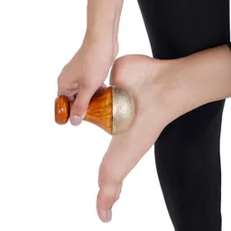 healthandwealth Bronze Kansa Natural Vatki Cup with Wooden Handle Ayurvedic Detox Foot Massager Relaxation and Deep Cleaning Ancient Indian Technique Ayurvedic Kansa Vatki Foot Massage (NATURAL) image 1