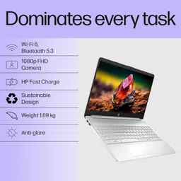 HP 15s, 12th Gen Intel Core i3-1215U Laptop(8GB DDR4, 512GB SSD), Anti Glare, Micro Edge, 15.6"/39.6cm, FHD,Win 11, Microsoft 365*, Natural Silver,1.69kg, Intel UHD Graphics, fy5011tu image 3