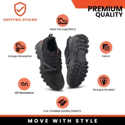 fuel Wings Safety Shoes for Men with Industrial Steel Toe, Light Weight Construction Shoes, Anti Penetration, Non-Slip Lace Up Comfortable Footwear, (Sizes -6UK -11UK) image 3