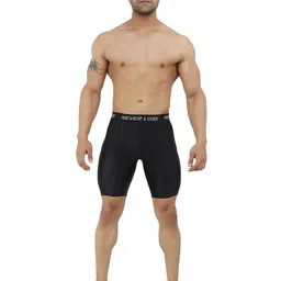 never lose Compression Shorts Tights for Men Sports Best Multi Sports Skins Short Half for Gym, Running, Swimming, Yoga, Cricket, Football, Athlete Wear Nylon, (Black) image 5