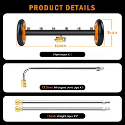 Undercarriage Pressure Washer Attachment, Siebwin 16" Dual-Function Water Broom for Pressure Washer Undercarriage Cleaner with 3 Pieces Extension Wand, 4000 PSI, Orange image 4