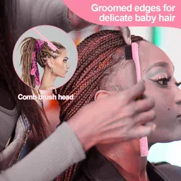 neouth 3 Pieces Slick Back Hair Brush Set with Edge | Bristle Hair Brush | Rat Tail Comb, Teasing Brush Set for Smoothing Baby Hair & Flyaways (Pink) image 3