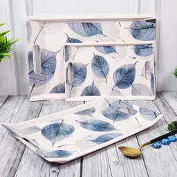 U.P.C. Tray Set for Serving/Melamine Tray Set for Serving Set of 3 Large, Medium and Small Size, Serving Tray Set of 3, Multi-Use Nashta Plate & Tea Tray Sets. image 1
