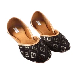 bellie bella Women and Girls Stylish Grey Jutti Beads & Sequins Work Embroidered Punjabi Jutti for Women | Ideal for Daily use Office, Party image 3