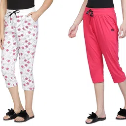 club a9 Womens Solid & Printed Cotton Capri image 3