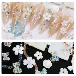 chuppinz Nail Charms, 12 Grids Five-Petal Flower and Unique Aurora Design, Bow Butterfly, Nail Art Accessories for Professional and DIY Nails Art,Resin Charms and Nail Stones image 4